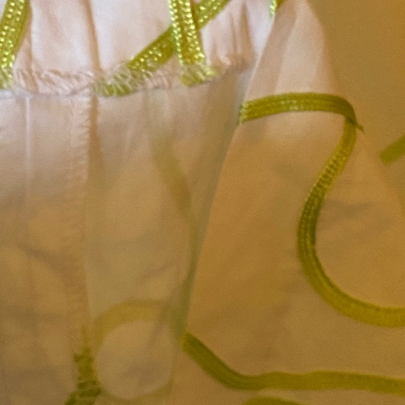 12 MAGGIE BREEN TOO LINED SHIFT DRESS WHITE LIME GREEN TRIM AND EMBROIDERY ZIP - Picture 14 of 16